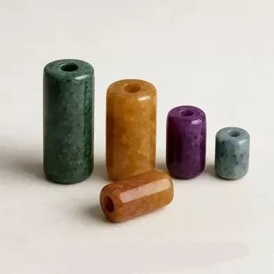 Цилиндрични мъниста от естествен камък