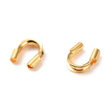 Накрайник- протектор за корда до 1мм, U-образен с 18К златно покритие 4.5x5x1мм - 20 бр