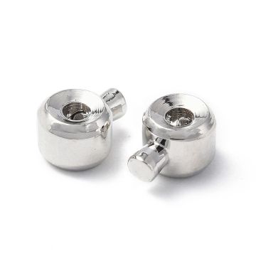 1 Месингови стоперни мъниста, цилиндрични, сребрист цвят