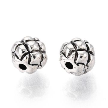 1 Кръгли метални мъниста с канюли, цвят антично сребро