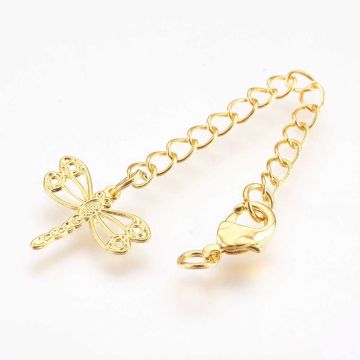 Месингов удължител с накрайници, карабинка и водно конче, покритие 18К злато