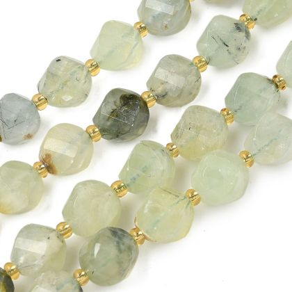 Естествен пренит фасетирани мъниста 10 мм-  32-34 бр.