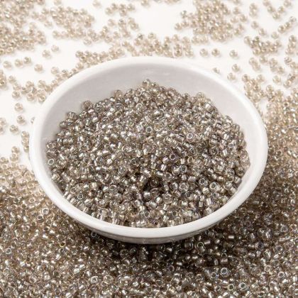 1 MIYUKI Кръгли мъниста Rocailles, 8/0, сребристи (RR3731) в керамичен съд