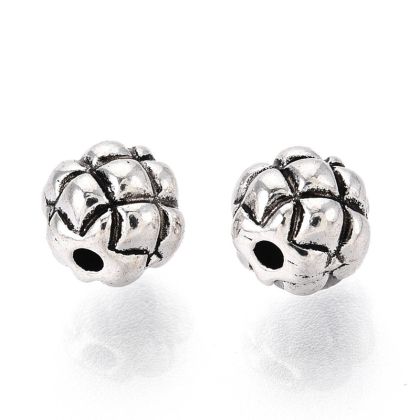 1 Кръгли метални мъниста с канюли, цвят антично сребро