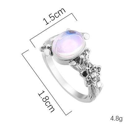 3 Дамски метален пръстен и естествен лунен камък