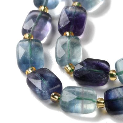 2 Флуорит на правоъгални мъниста, фасетирани, 10x8x4.5мм