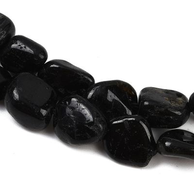 Черен Турмалин мъниста нъгет 8~13x8~10x3~8мм - 39~40 см