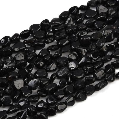 Черен Турмалин мъниста нъгет 8~13x8~10x3~8мм - 39~40 см