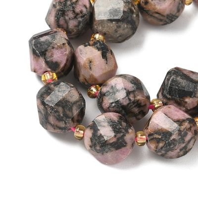 2 Родонит, фасетирани мъниста, 10x9мм