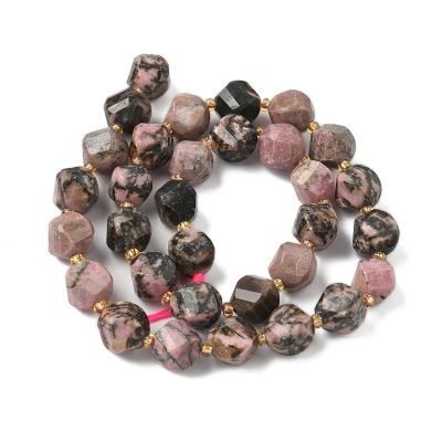 3 Родонит, фасетирани мъниста, 10x9мм