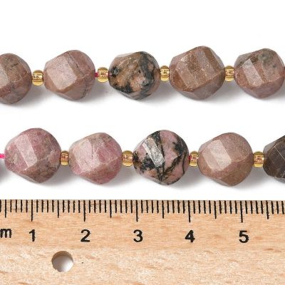 4 Родонит, фасетирани мъниста, 10x9мм