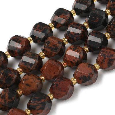 2 Фасетирани мъниста от махагонов обсидиан, с размер 10x9мм.