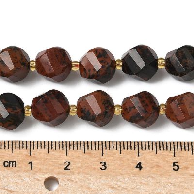 4 Фасетирани мъниста от махагонов обсидиан, с размер 10x9мм - измерване