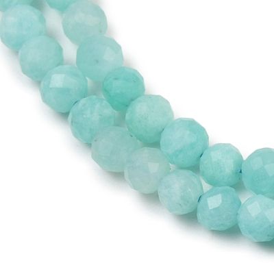 2 Наниз от Амазонит обработен на кръгли фасетирани мъниста