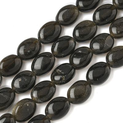 Обсидиан Golden Sheen овални мъниста 8x6x3мм- 38 см