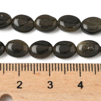 5 Обсидиан Golden Sheen (златен блясък) на плоски овални мъниста измерване