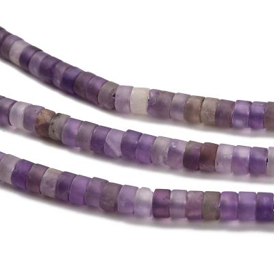 3 Матирани дисковидни мъниста от аметист - детайли