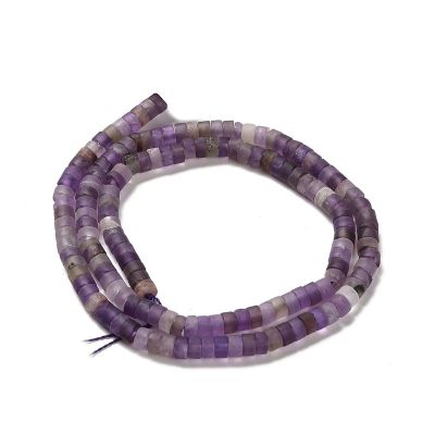 4 Матирани дисковидни мъниста от аметист -наниз