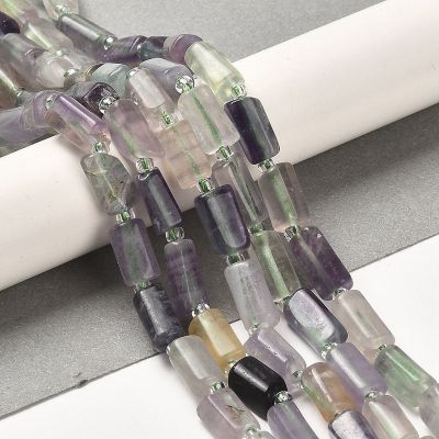 4 фасетирани цилиндрични мъниста от флуорит