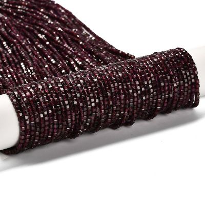 4 Наниз с мъниста от естествен гранат, фасетирани, нарязани на куб