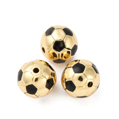 Мънисто футболна топка с 18К златно покритие 10 мм- 1 бр.