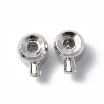 2 Месингови стоперни мъниста, цилиндрични, сребрист цвят