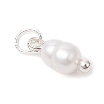 2 Естествена сладководна перла с  месингов сребрист обков.