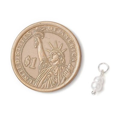 5 Естествена сладководна перла с  месингов сребрист обков размер долър