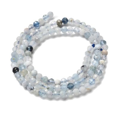Естествен аквамарин, фасетирани мъниста 3,5 мм - наниз 37~38 см 