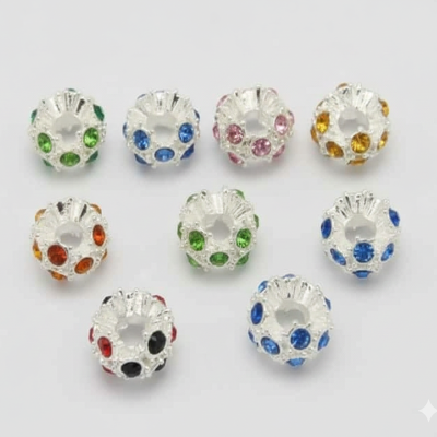 Мъниста метални с кристали модел 45 - 1 бр