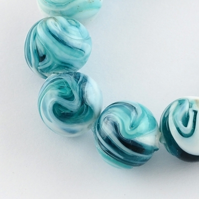 Ръчно изработено мънисто 14мм, Lampwork, Ocean- 10 броя 