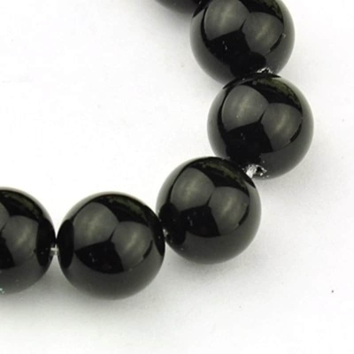 Black Diamond Gemstone мъниста 6мм, Черен камък - 38 броя