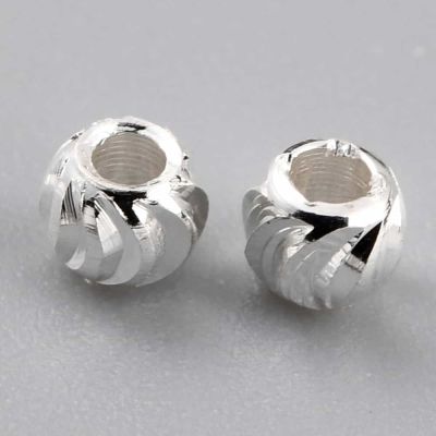 Месингови мъниста 3x2,5 мм гофрирани с покритие от Сребро 925 - 20 бр.